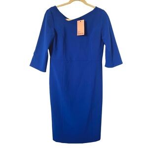 NWT Of / Mercer Blue Half Sleeve Assymetrical Neck Shift Dress‎ 4